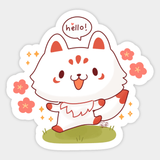 Hello Cute Kitsune Sticker